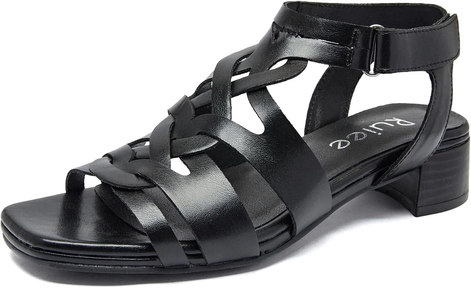 Women's Chunky Heeled Sandals - Block Low Heels Summer Ankle Strappy Square Open Toe Dressy Wedding Sandals for Women.