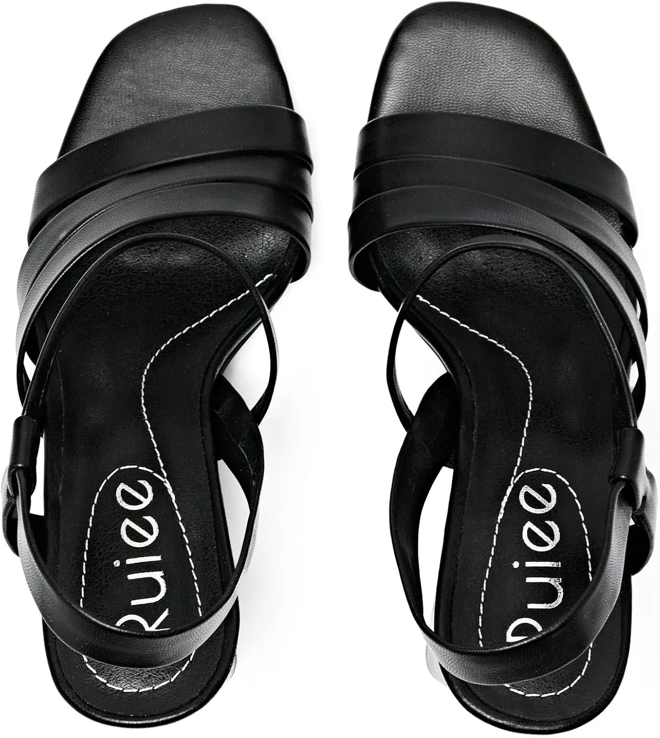 Women's Chunky Heeled Sandals - Square Open Toe Ankle Strappy Dressy Pump Heels Wedding Party Shoes for Women.