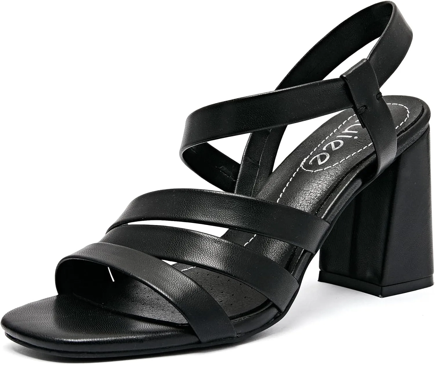 Women's Chunky Heeled Sandals - Square Open Toe Ankle Strappy Dressy Pump Heels Wedding Party Shoes for Women.