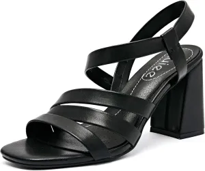 Women's Chunky Heeled Sandals - Square Open Toe Ankle Strappy Dressy Pump Heels Wedding Party Shoes for Women.