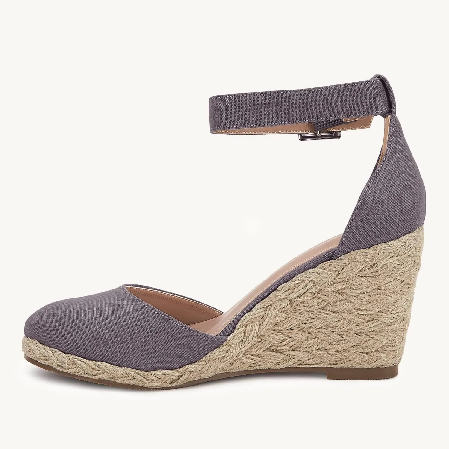 Womens Closed Toe Espadrilles Wedges Shoes Platform Heel Ankle Strap Buckle Dress Sandals