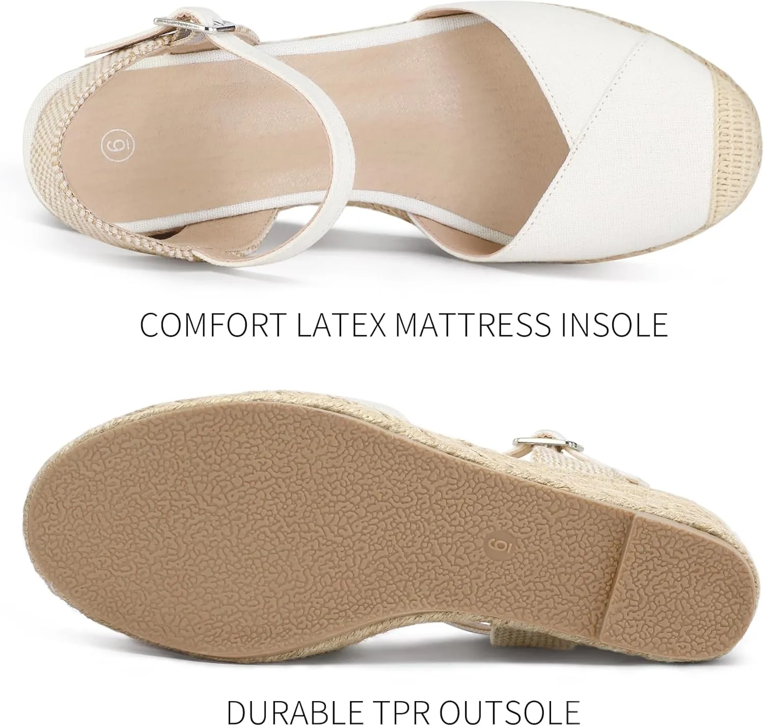 Women's Closed Toe Platform Sandals Summer Buckle Ankle Strap Espadrilles Wedge Sandals
