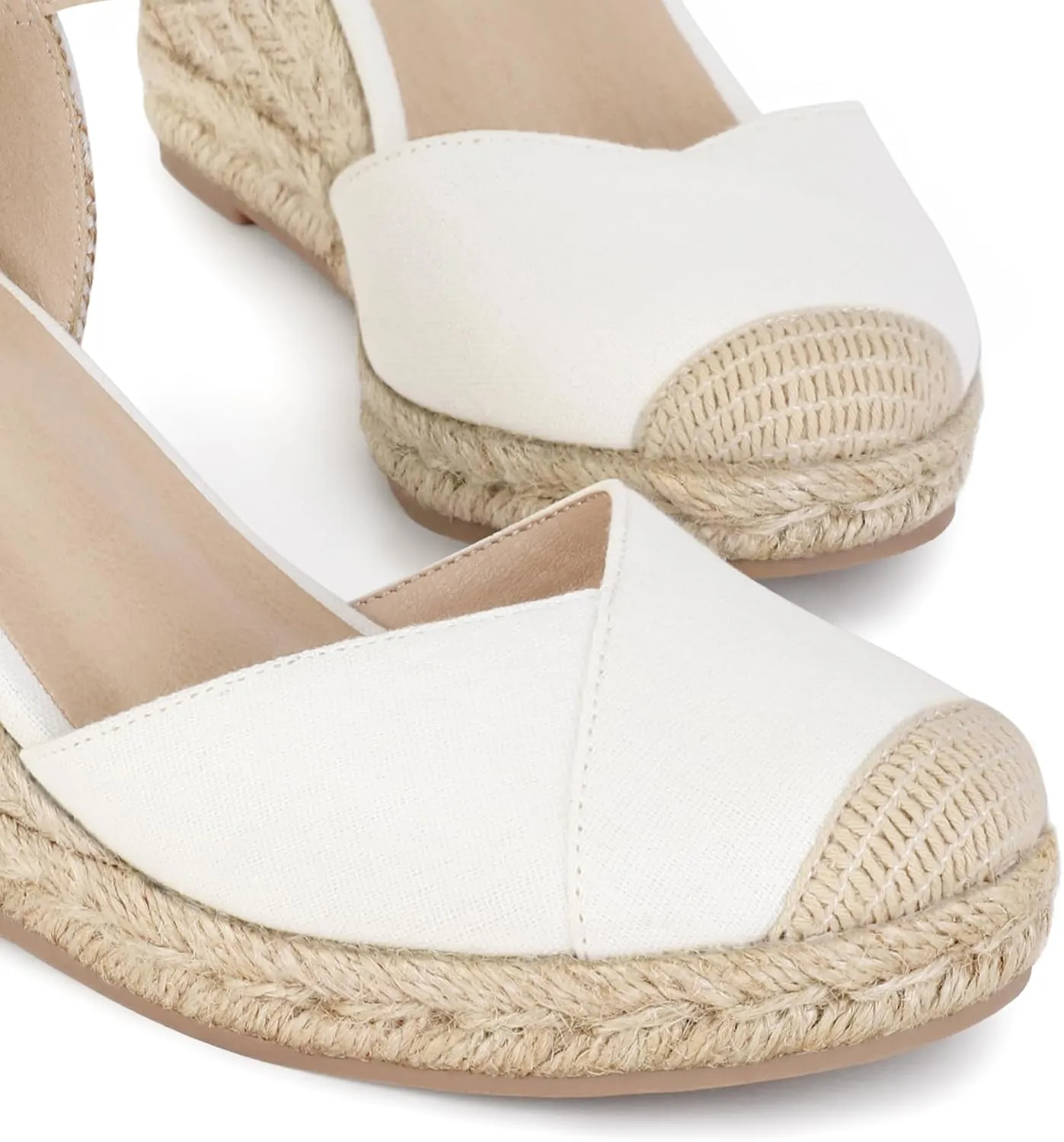 Women's Closed Toe Platform Sandals Summer Buckle Ankle Strap Espadrilles Wedge Sandals