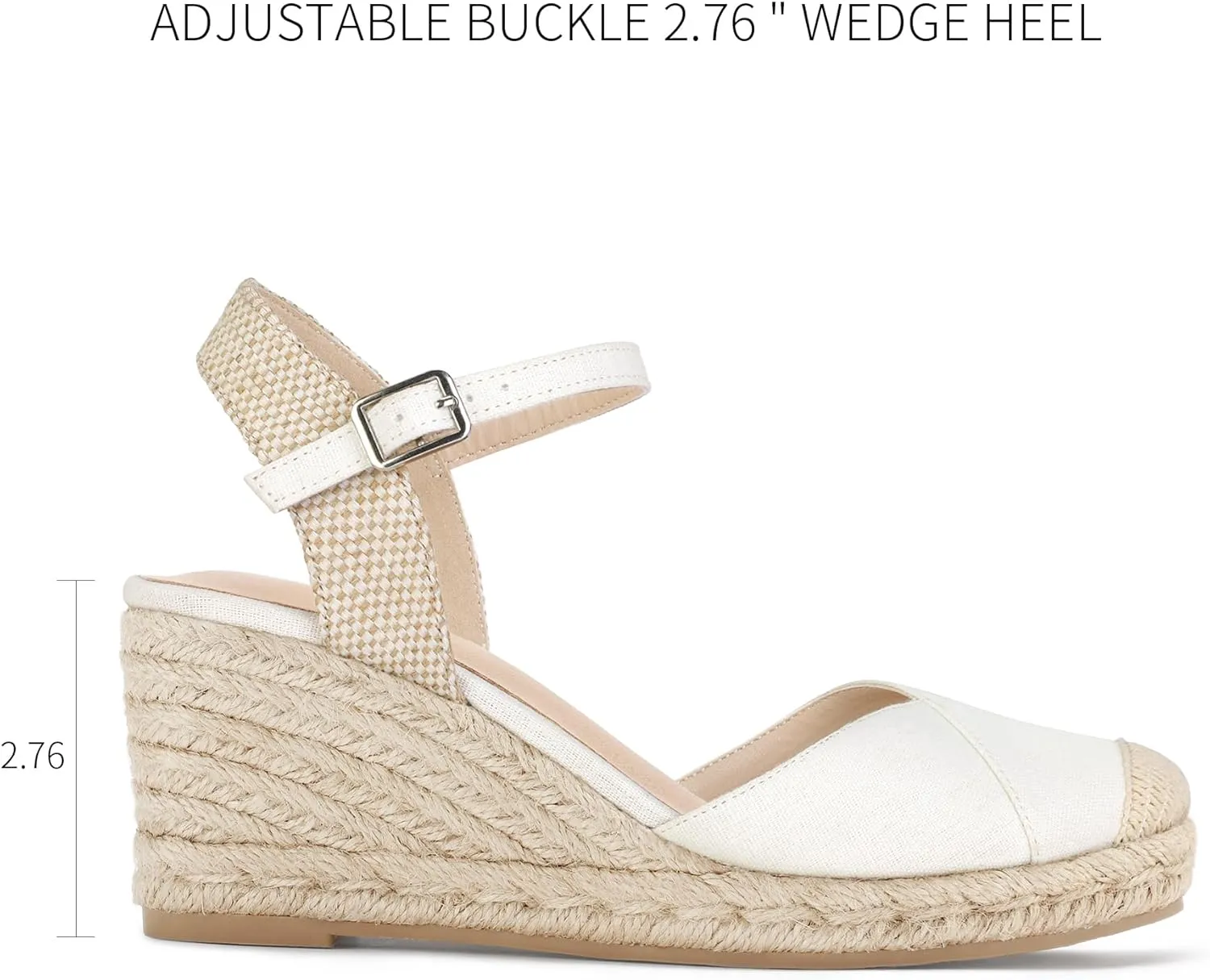 Women's Closed Toe Platform Sandals Summer Buckle Ankle Strap Espadrilles Wedge Sandals