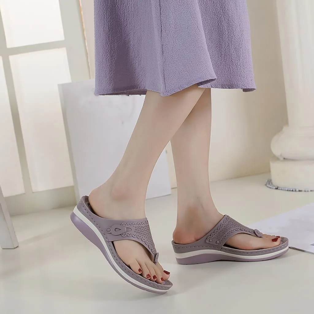 Women's Comfortable Low Heels Wedges Sandals Casual Walking Flipflops Slip On Summer Beach Thong Dress Sandal