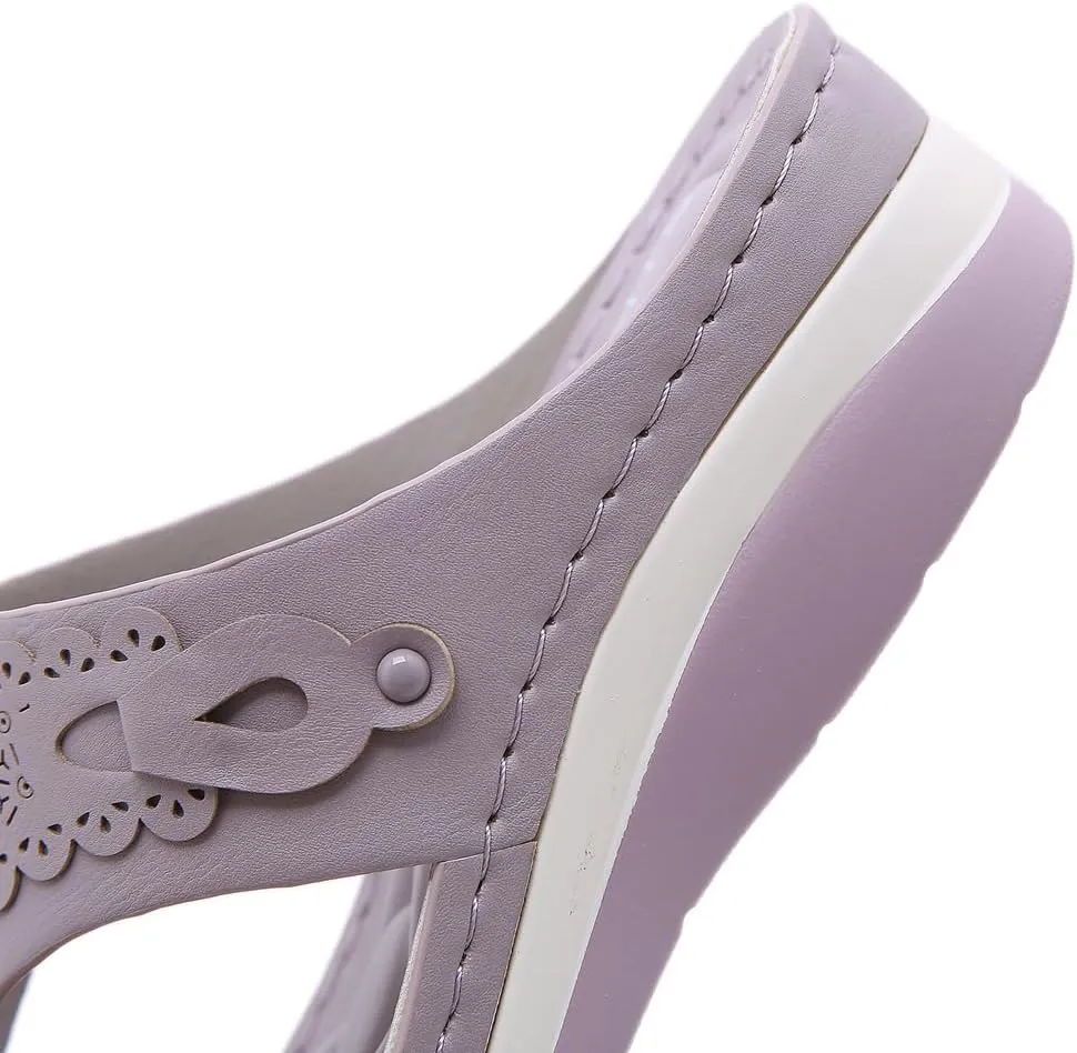 Women's Comfortable Low Heels Wedges Sandals Casual Walking Flipflops Slip On Summer Beach Thong Dress Sandal