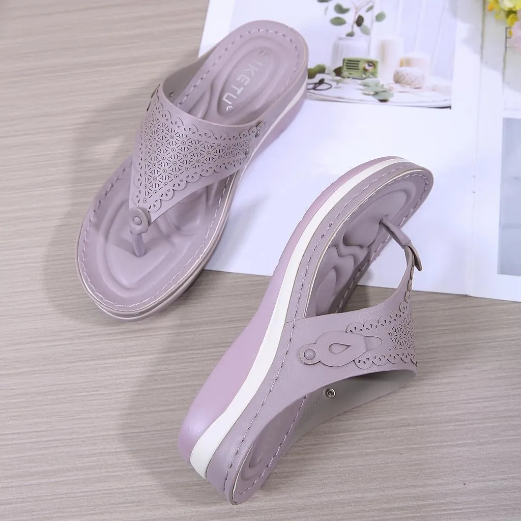 Women's Comfortable Low Heels Wedges Sandals Casual Walking Flipflops Slip On Summer Beach Thong Dress Sandal