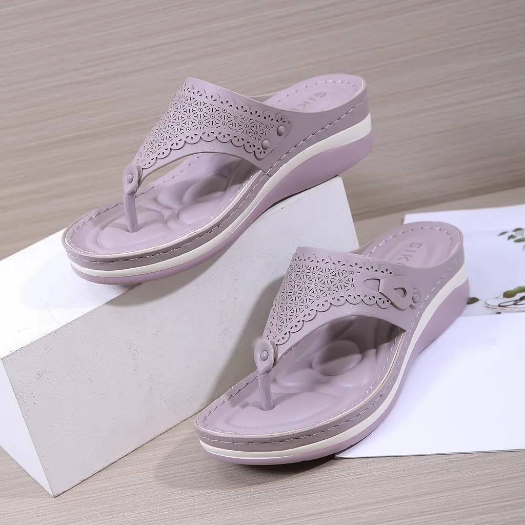 Women's Comfortable Low Heels Wedges Sandals Casual Walking Flipflops Slip On Summer Beach Thong Dress Sandal