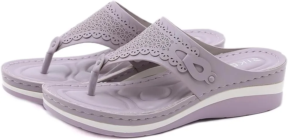Women's Comfortable Low Heels Wedges Sandals Casual Walking Flipflops Slip On Summer Beach Thong Dress Sandal