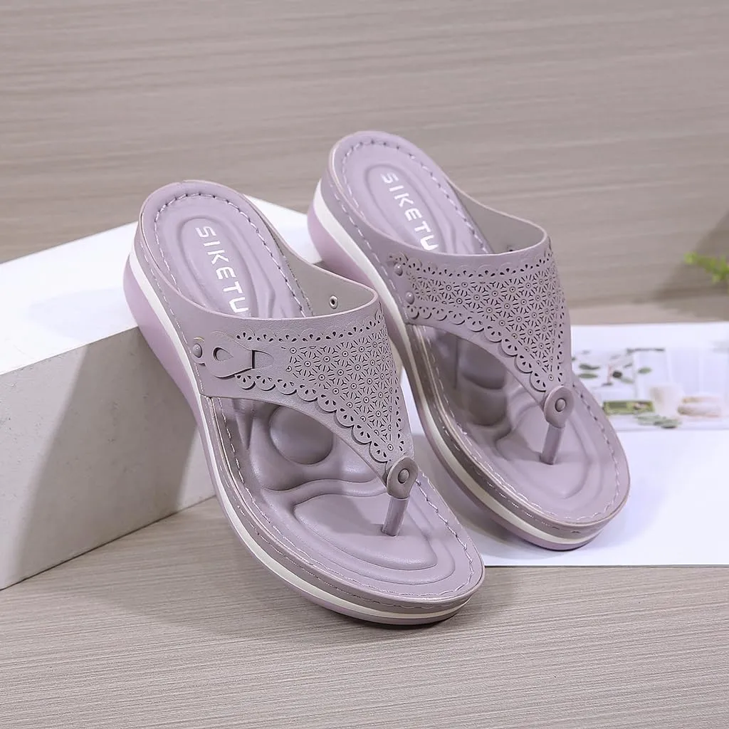 Women's Comfortable Low Heels Wedges Sandals Casual Walking Flipflops Slip On Summer Beach Thong Dress Sandal