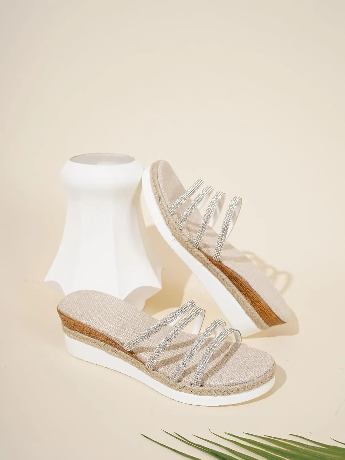 Women's Comfortable Peep Toe Platform Slides Backless Espadrille Slide Sandals Flatform Slides Slip on Platform Wedge Slide Sandals Arch Support for Walking