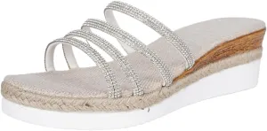 Women's Comfortable Peep Toe Platform Slides Backless Espadrille Slide Sandals Flatform Slides Slip on Platform Wedge Slide Sandals Arch Support for Walking