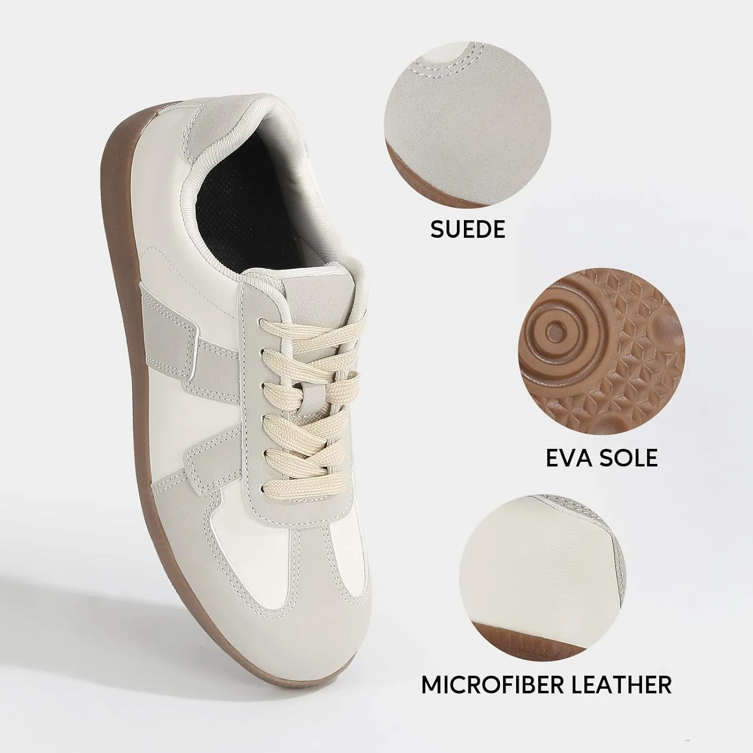 Womens Fashion Sneakers Casual Retro Walking Shoes Comfortable Lace-Up Skate Shoes with Arch Support
