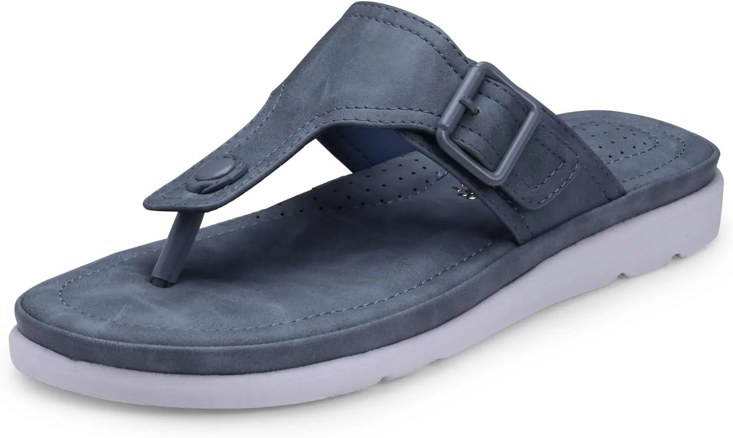 Womens Flat Memory Foam Slippers/Flip-Flops Fashion Stylish Casual Comfortable Diabetic Orthopedic Lightweight Synthetic Slip-on Sandals with Adjustable Buckle for Girls/Ladies D-630