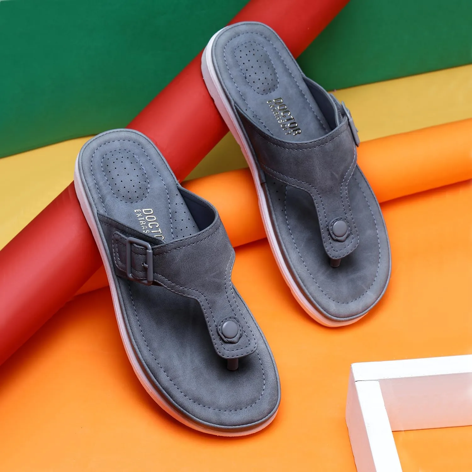 Womens Flat Memory Foam Slippers/Flip-Flops Fashion Stylish Casual Comfortable Diabetic Orthopedic Lightweight Synthetic Slip-on Sandals with Adjustable Buckle for Girls/Ladies D-630
