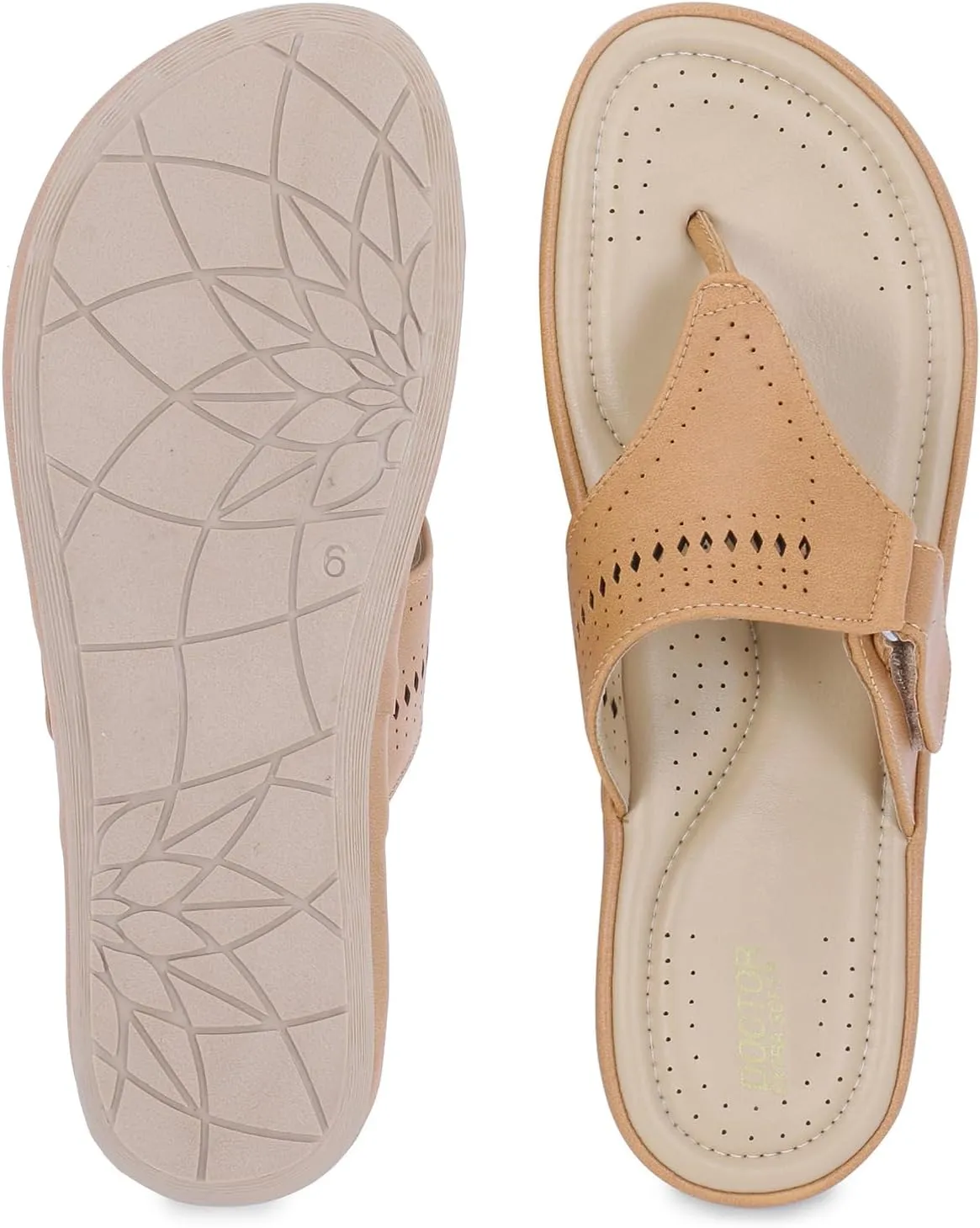 Women's Flat Memory Foam Slippers/Flip-Flops Fashion Stylish Casual Comfortable Diabetic Orthopedic Lightweight Synthetic Slip-on Sandals with Adjustable Strap for Girls/Ladies D-608