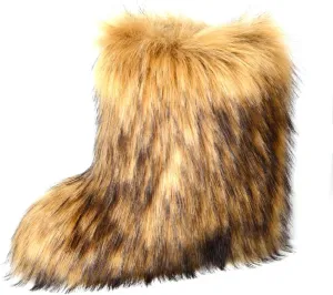 Women's Furry Faux Fur Boots Fuzzy Fluffy Mid Calf Snow Boots Suede Warm Fur Lined Booties Flat Warm Short Boots