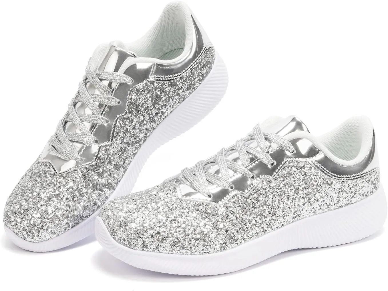 Women's Glitter Sneakers Shoes Lightweight Tennis Shoes Metallic Sequin Walking Shoes