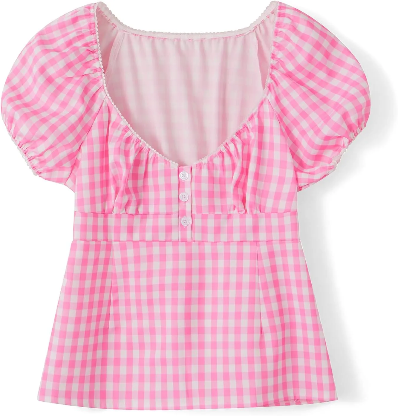 Womens Going Out Crop Tops Backless uff Short Sleeve Babydoll Top Summer Y2k Teen Girls Basics Cute Clothes