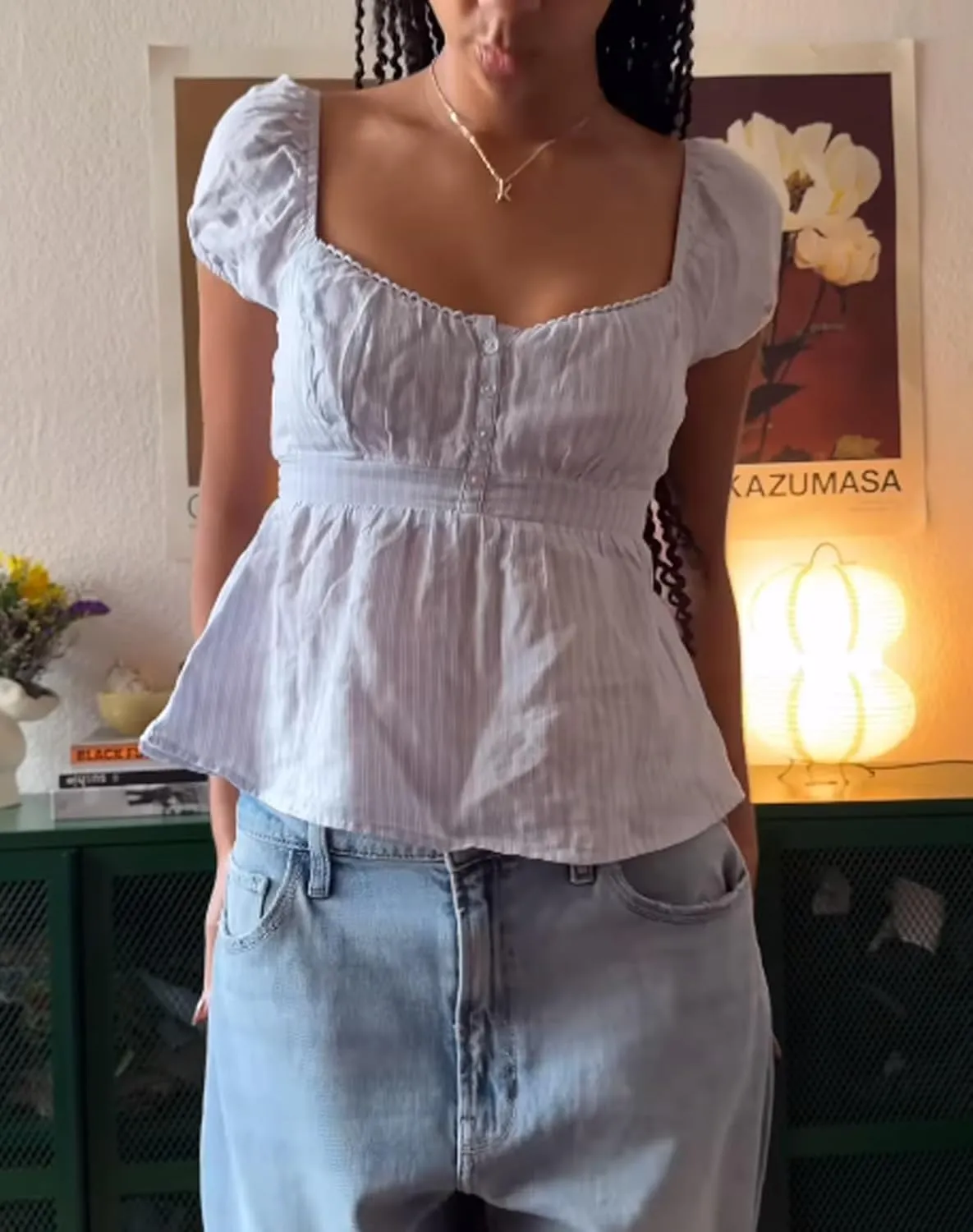 Womens Going Out Crop Tops Backless uff Short Sleeve Babydoll Top Summer Y2k Teen Girls Basics Cute Clothes