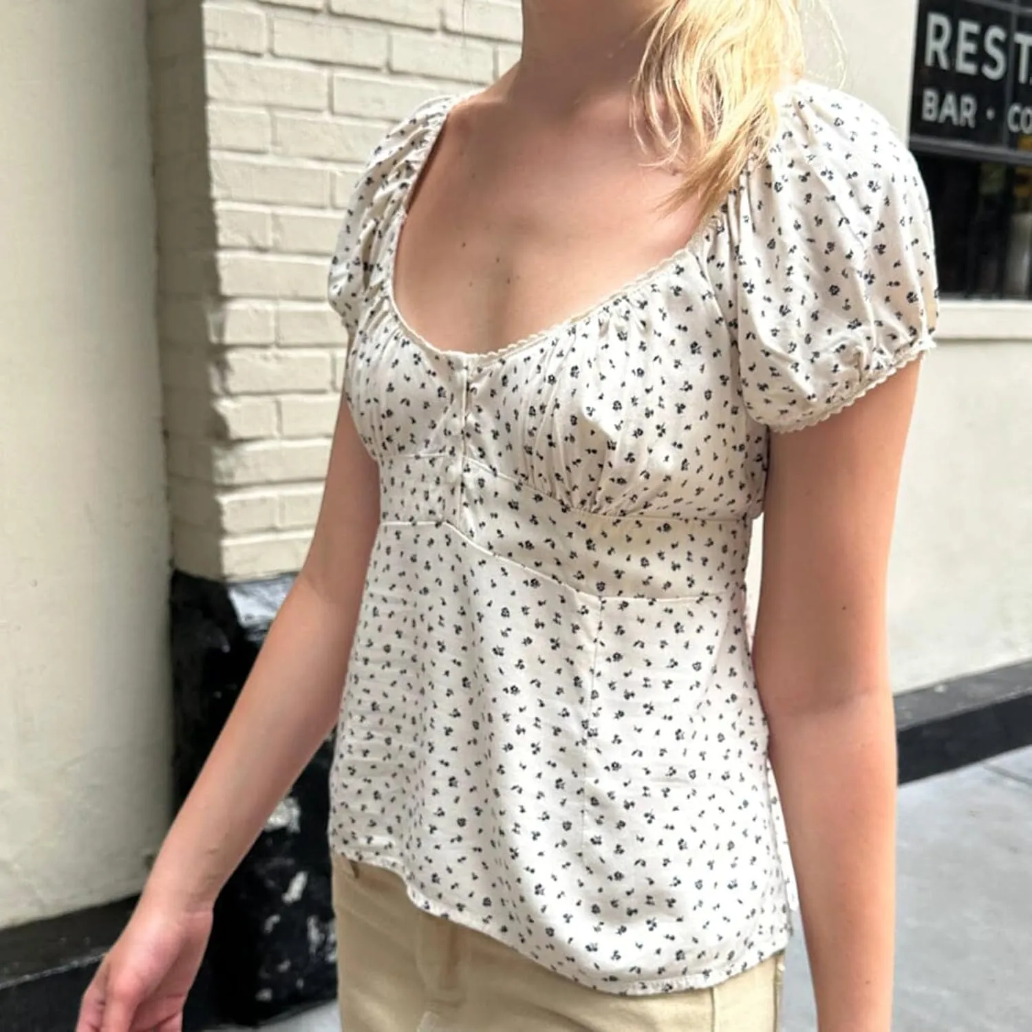 Womens Going Out Crop Tops Backless uff Short Sleeve Babydoll Top Summer Y2k Teen Girls Basics Cute Clothes