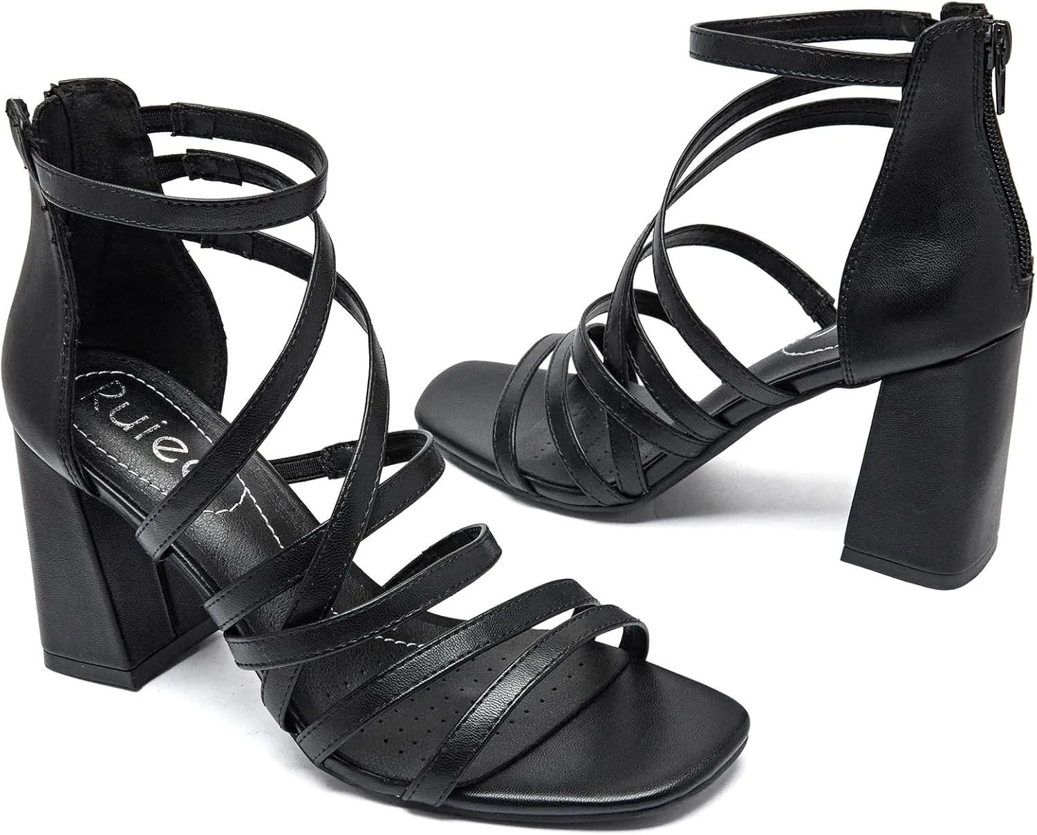 Women's Heels Chunky Heeled Sandals - Dressy Pump Heels Ankle Strap Square Open Toe Wedding Party High Heeled Sandals for Women.