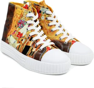 Women's High Top Platform Lace Up Canvas Van Gogh Shoes - Casual Fashion & Walking Sneakers | Famous Print Art