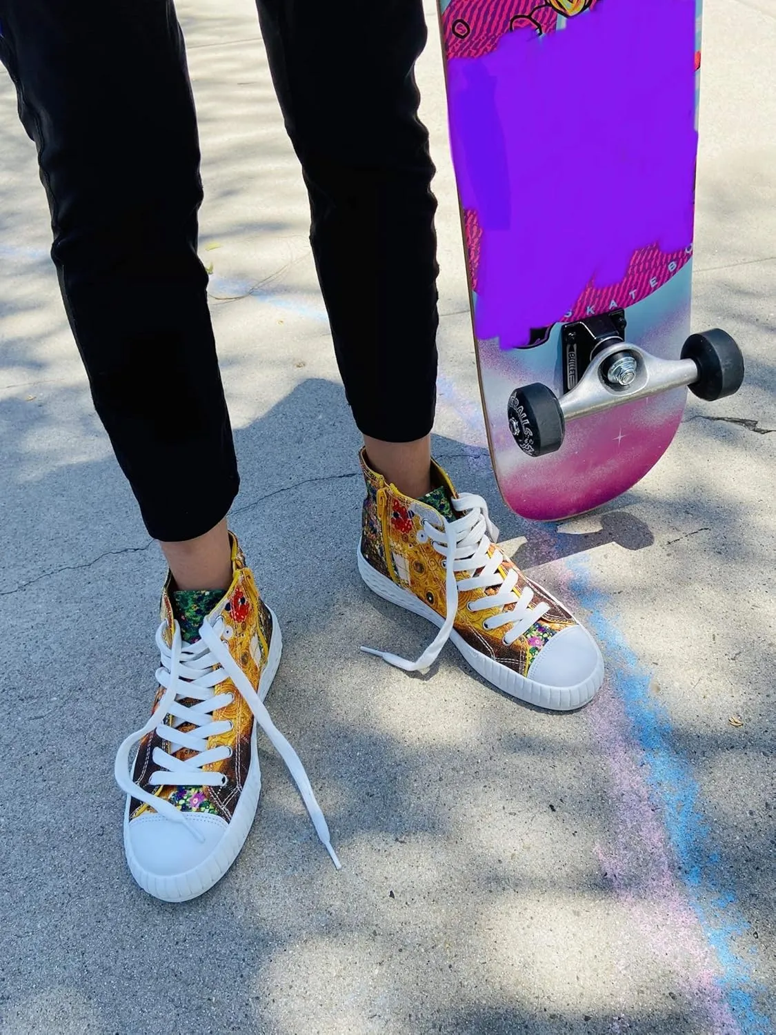 Women's High Top Platform Lace Up Canvas Van Gogh Shoes - Casual Fashion & Walking Sneakers | Famous Print Art