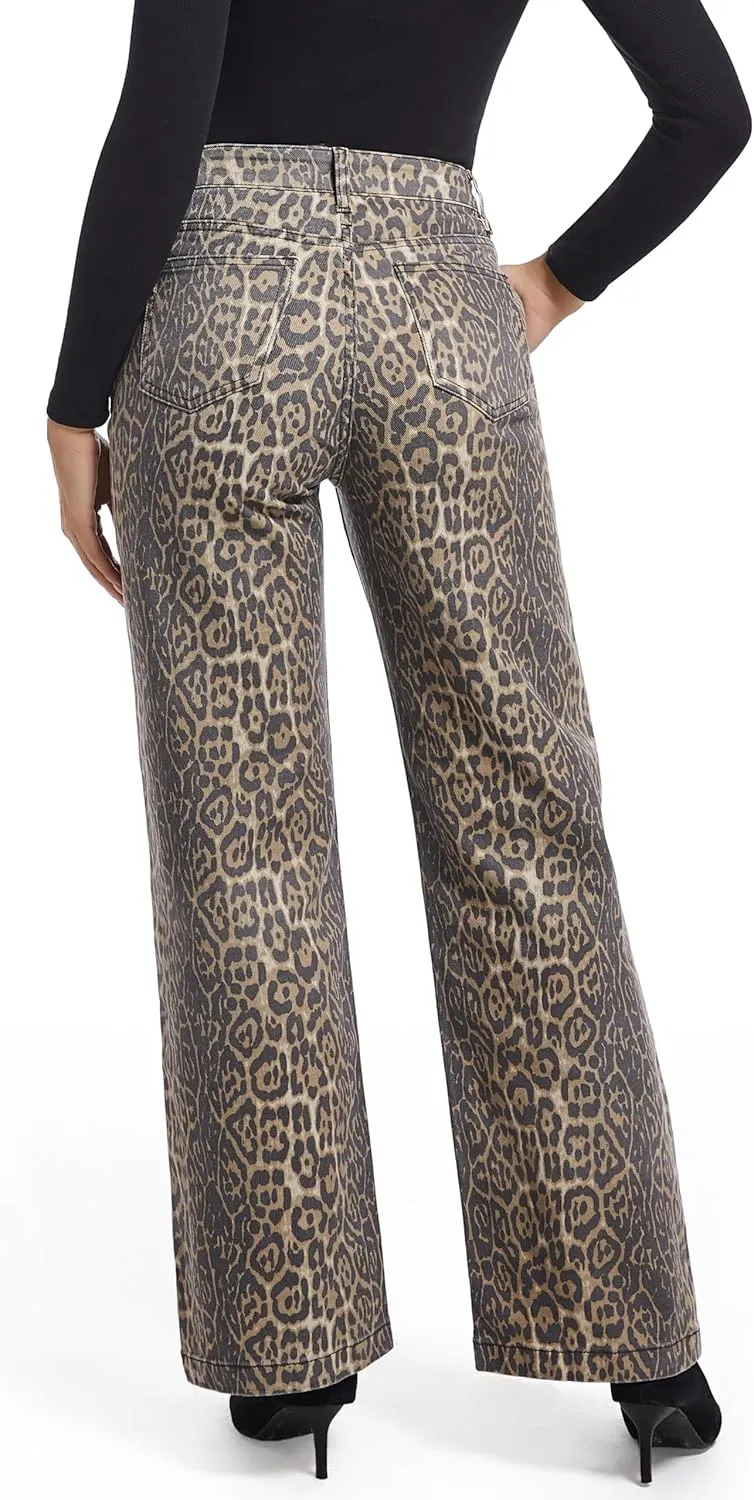 Women's Jeans Straight Leg Casual High Waisted Stretch Trendy Black Pull On Jeans for Women