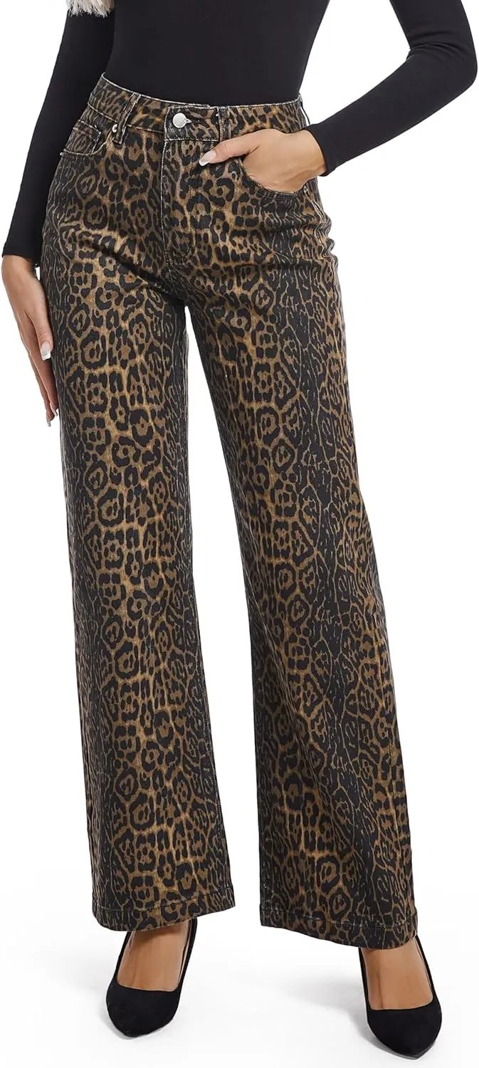 Women's Jeans Straight Leg Casual High Waisted Stretch Trendy Black Pull On Jeans for Women