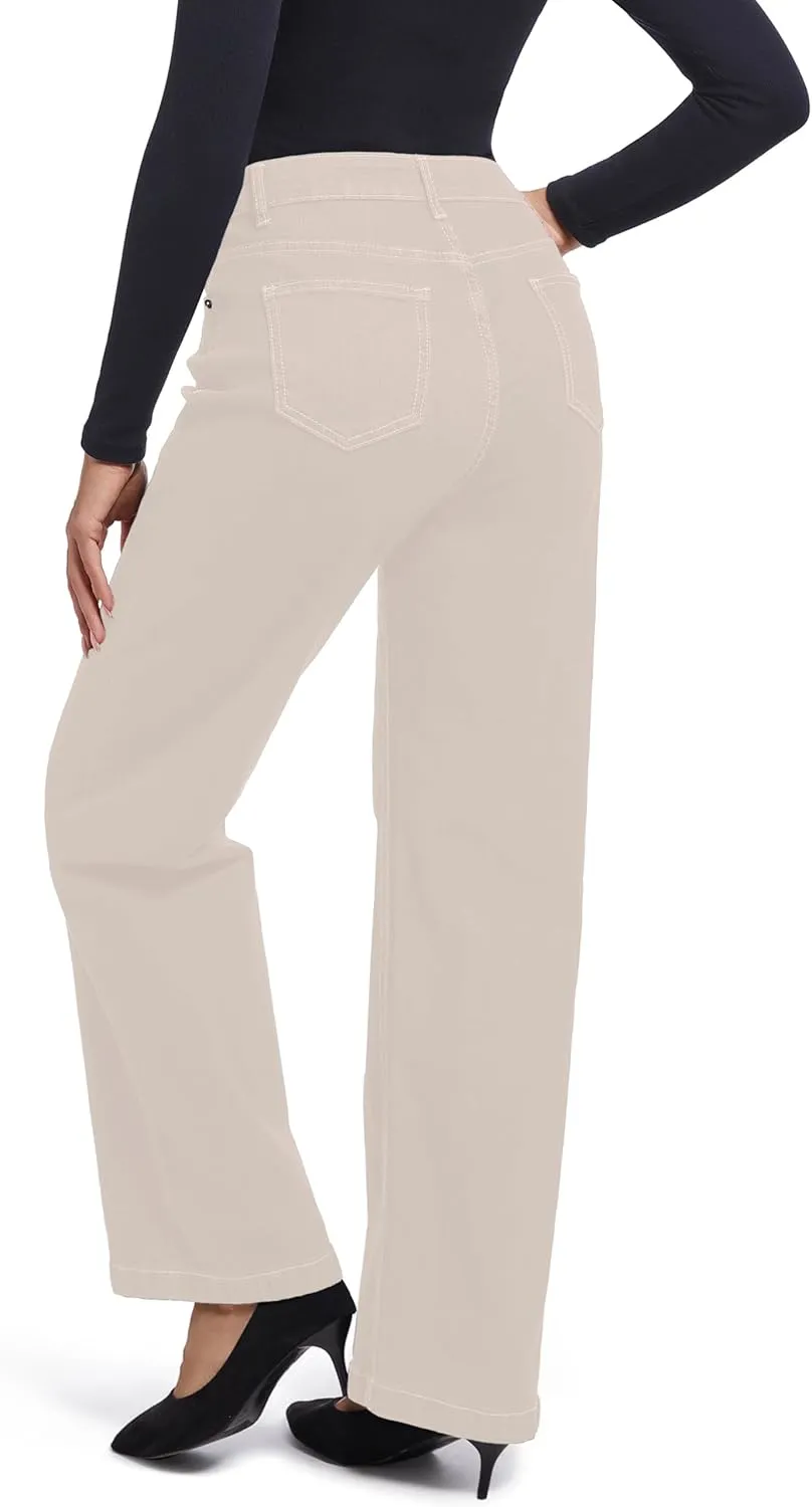 Women's Jeans Straight Leg Casual High Waisted Stretch Trendy Black Pull On Jeans for Women