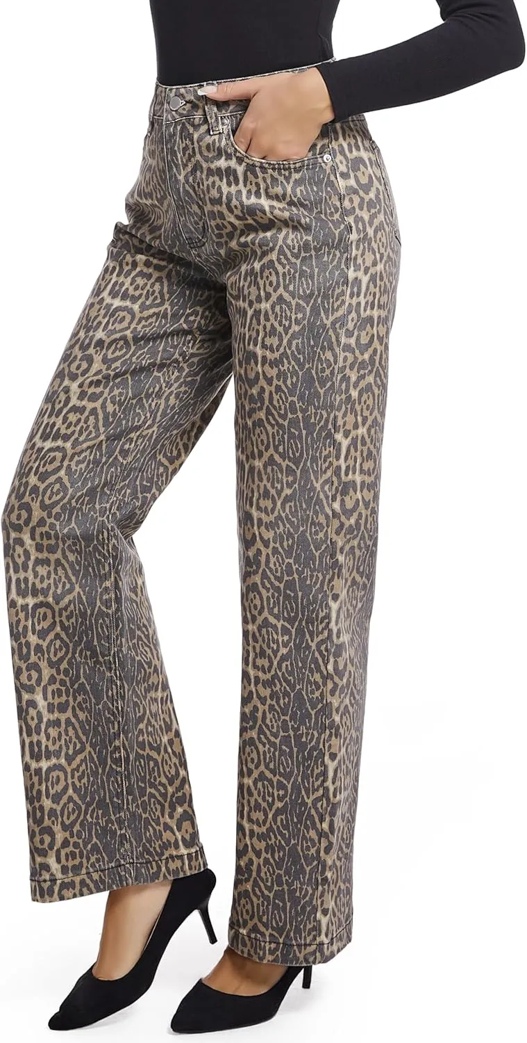 Women's Jeans Straight Leg Casual High Waisted Stretch Trendy Black Pull On Jeans for Women