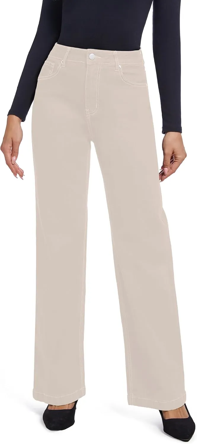 Women's Jeans Straight Leg Casual High Waisted Stretch Trendy Black Pull On Jeans for Women