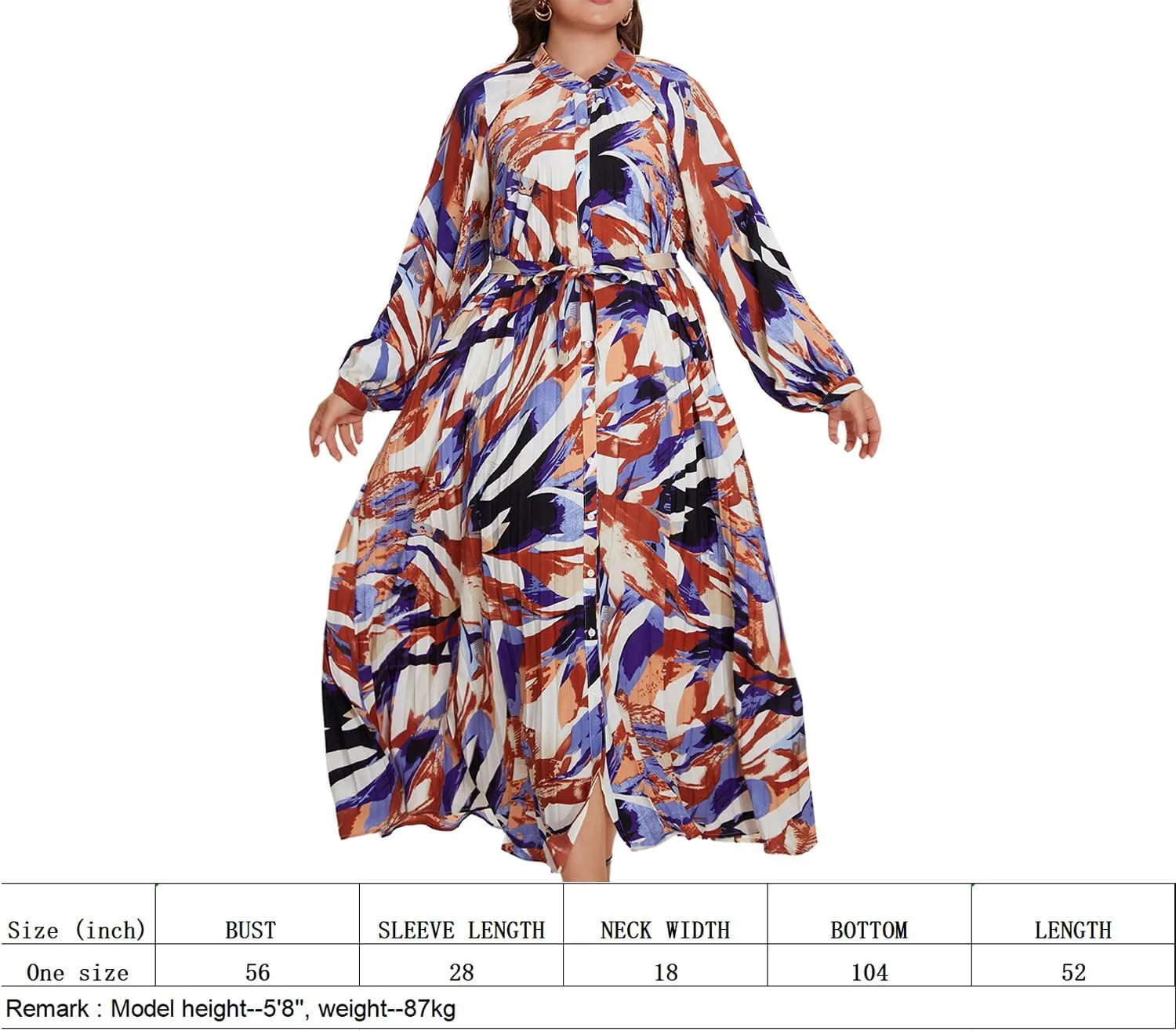 Women's Long Sleeve Maxi Dress Print Flowy Spring Fall Button Down with Belt Cocktail Wedding