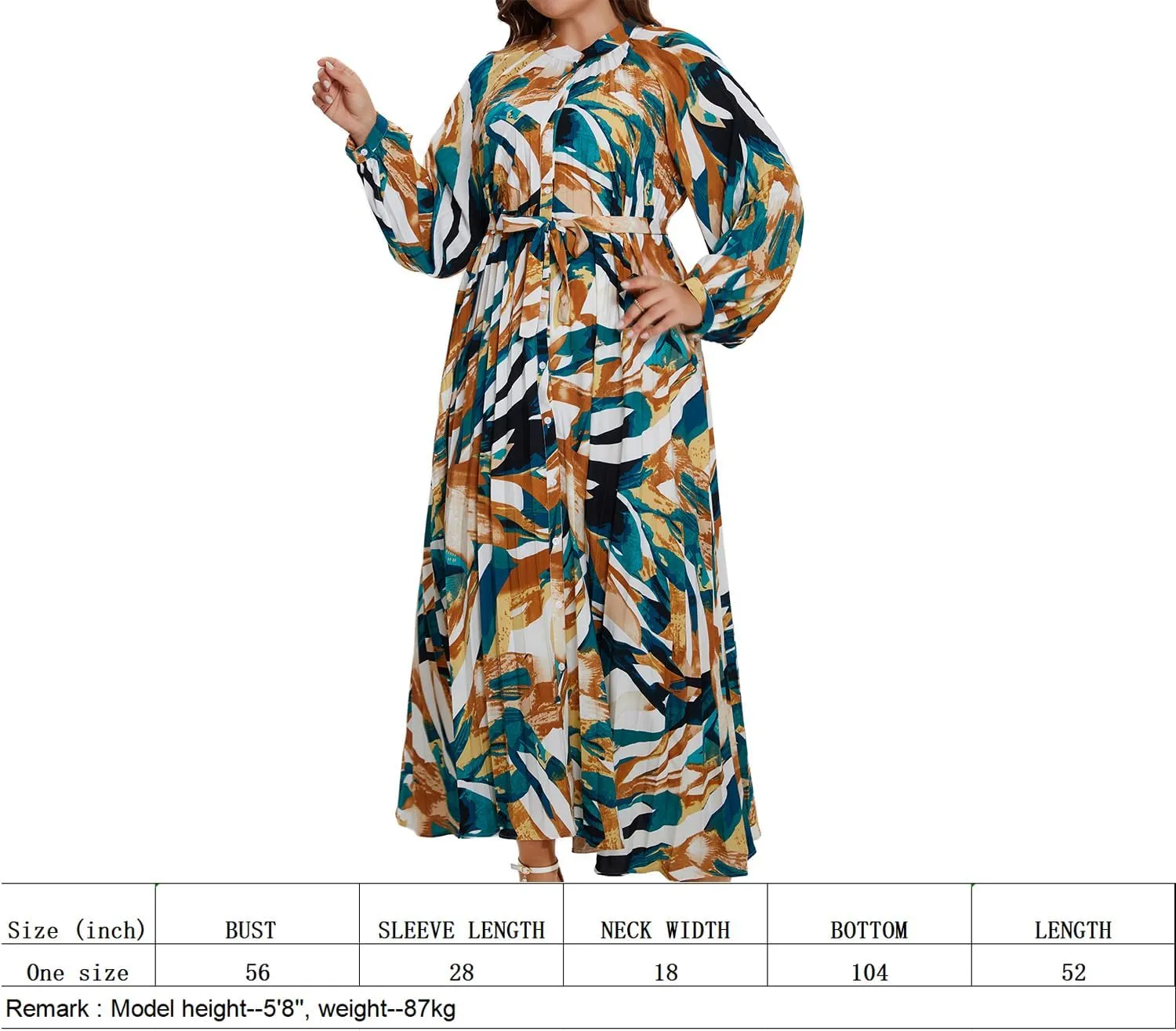 Women's Long Sleeve Maxi Dress Print Flowy Spring Fall Button Down with Belt Cocktail Wedding