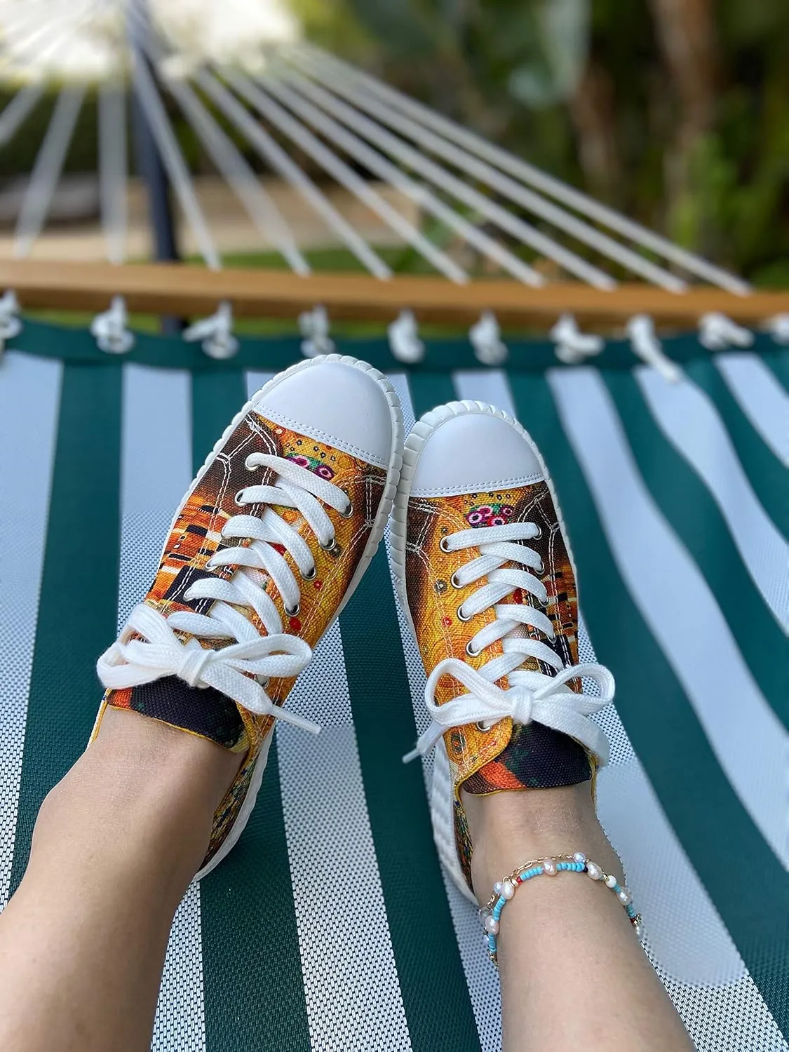 Women’s Low Top Platform Lace Up Canvas Van Gogh Shoes - Casual Fashion & Walking Sneakers Famous Print Art