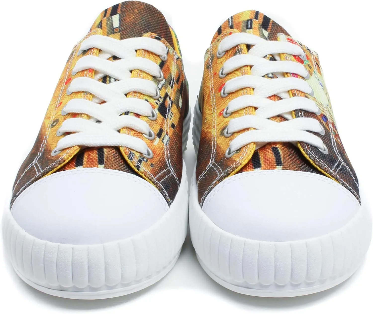 Women’s Low Top Platform Lace Up Canvas Van Gogh Shoes - Casual Fashion & Walking Sneakers Famous Print Art