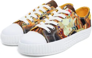 Women’s Low Top Platform Lace Up Canvas Van Gogh Shoes - Casual Fashion & Walking Sneakers Famous Print Art