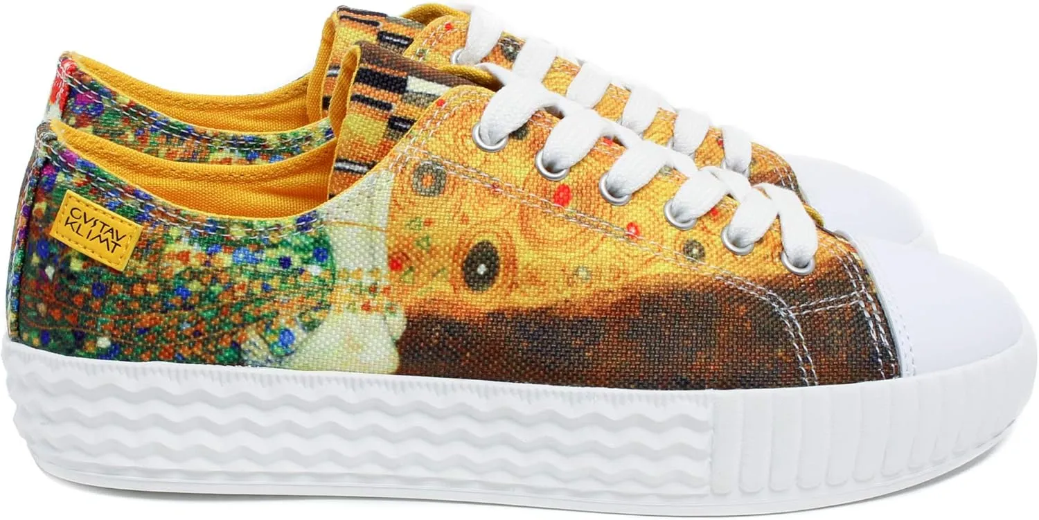 Women’s Low Top Platform Lace Up Canvas Van Gogh Shoes - Casual Fashion & Walking Sneakers Famous Print Art