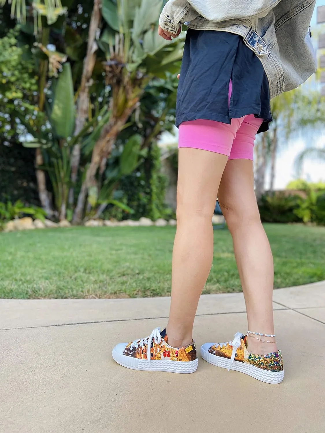 Women’s Low Top Platform Lace Up Canvas Van Gogh Shoes - Casual Fashion & Walking Sneakers Famous Print Art
