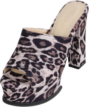 Women's Peep Toe Platform Chunky Block High Heels Sandals Fashion Slip On Mules Dressy Heeled Sandal