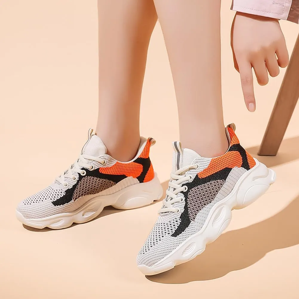 Women's Platform Breathable Soft Mesh Lace Up Sneakers Lightweight Road Running Walking Sock Shoes