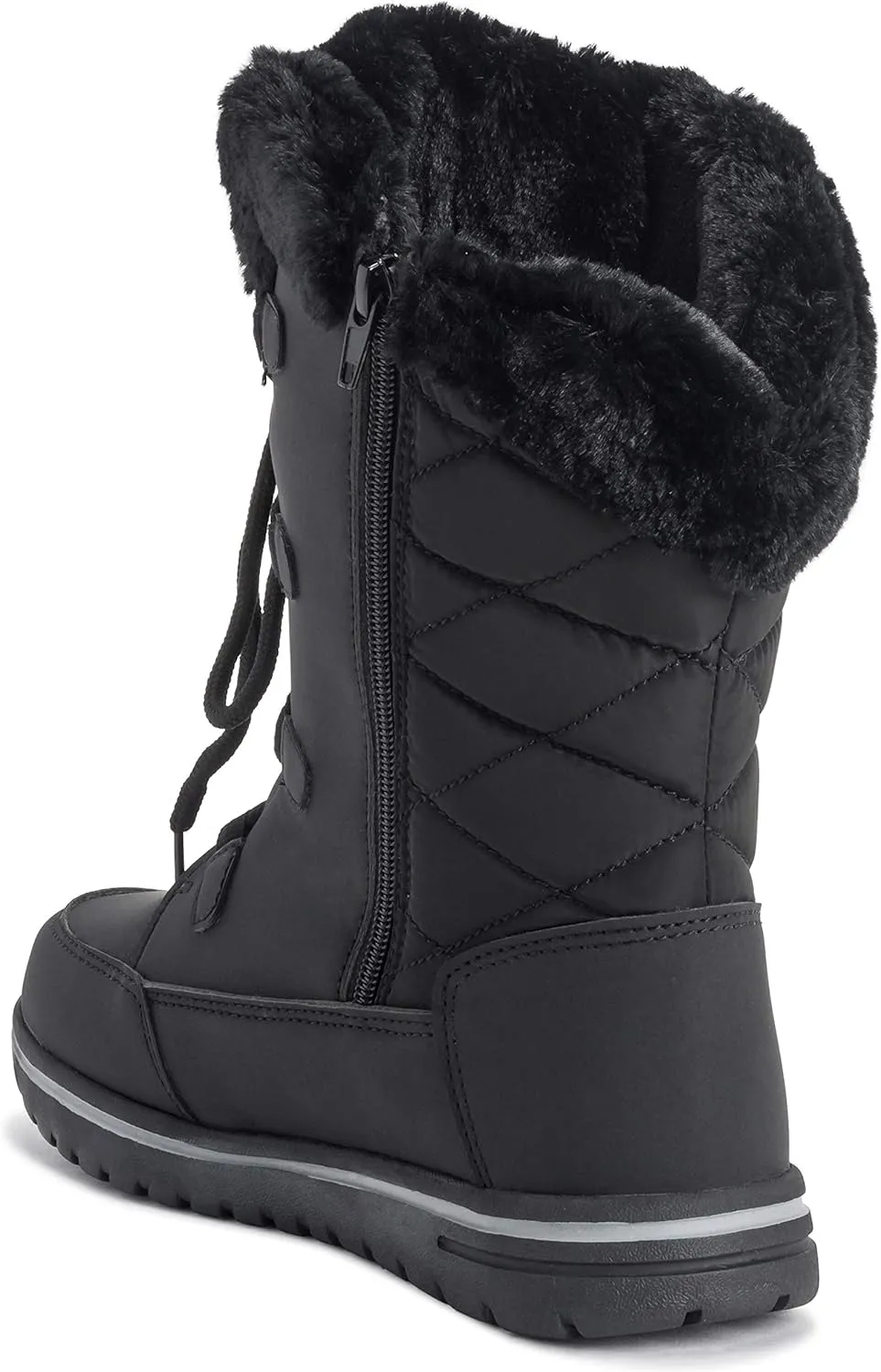 Womens Quilted Duck Cuff Snow Lace Up Waterproof Faux Fur Outdoor Boots
