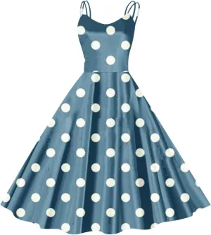 Women's Rockabilly 50s Vintage Spaghetti Strap Sleeveless Polka Dots Cocktail Swing Dresses Retro Pinup Audrey Dress