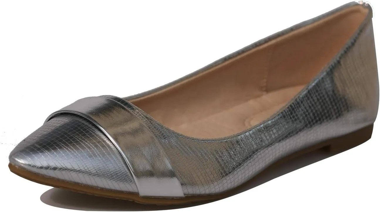 Women's Slip on Flats Pointy Toe Boat Band Decor Patent Leather Wedding Ballet Shoe
