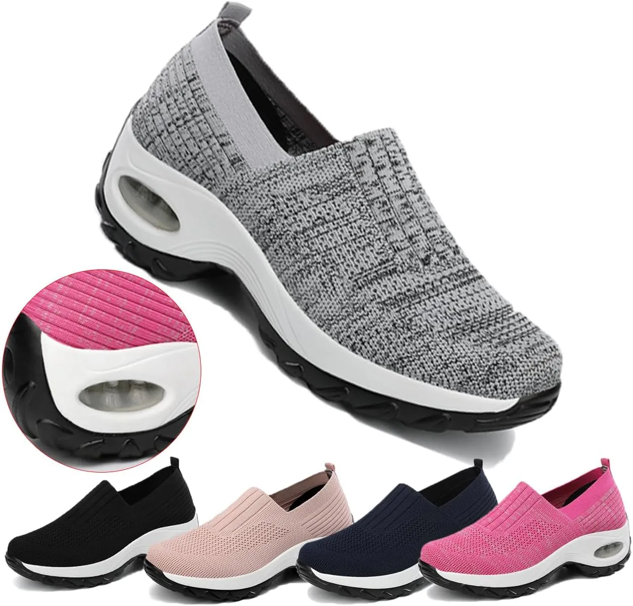 Women’S Sneakers Air Cushion Trainers,New Women's Orthopedic Platform Arch Walking Sneakers,Air Cushion Slip-On Walking Orthotic Shoes for Women.Athletic Shoes Running Jogging Shoes