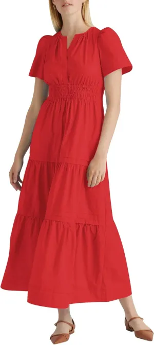 Women's Summer Casual Short Sleeve Maxi Dress Swing A Line Loose Flowy Tiered Boho Long Dress