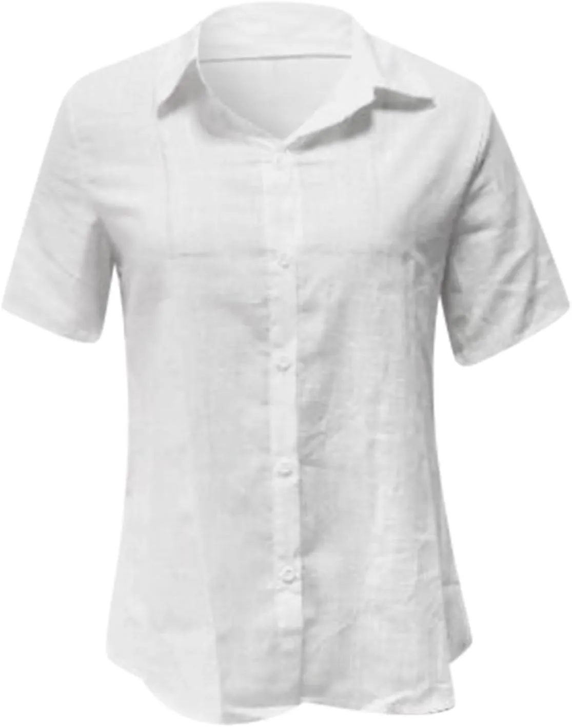Women's Summer Casual T Shirts Button Down Shirts V Neck Cotton Linen Light Blouse Jacket Casual Oversized Tshirts