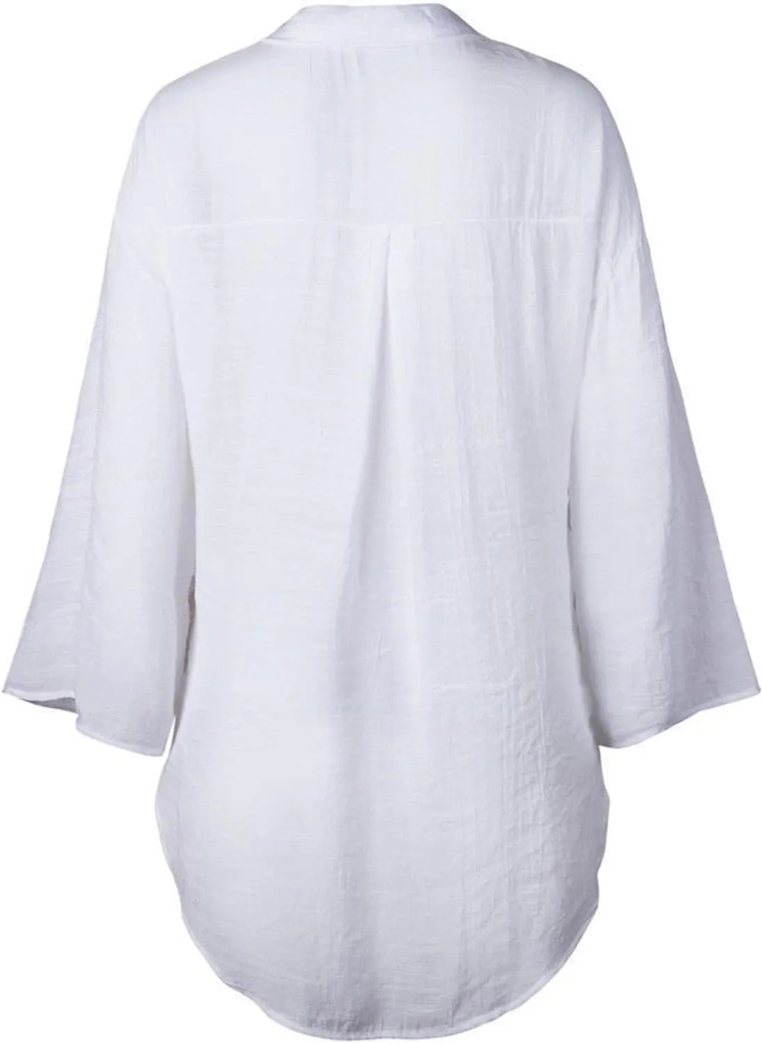 Women's Summer Casual T Shirts Linen Button Down Shirt Rolled Cuffed Short Sleeve Blouse Casual Beach Cotton Tops