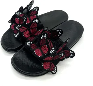 Women's Summer Flat Slide Sandals,Fashion Butterfly Sandals Summer Comfy Anti-Slip Open Toe Beach Slippers
